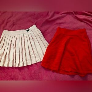 Stylish Red and White Pleated Skirt Set